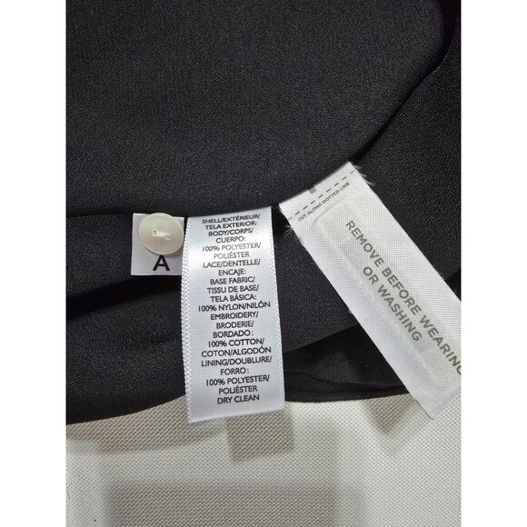 LOFT Black White Sleeveless Shift Dress Petite Small Lace Floral Overlay - Picture 5 of 7